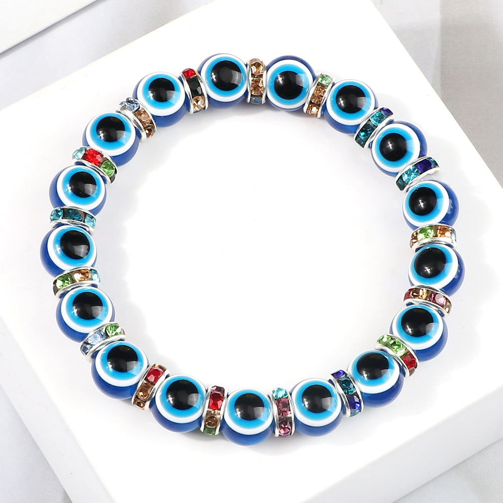 Blue Beaded Evil Eye Bracelet