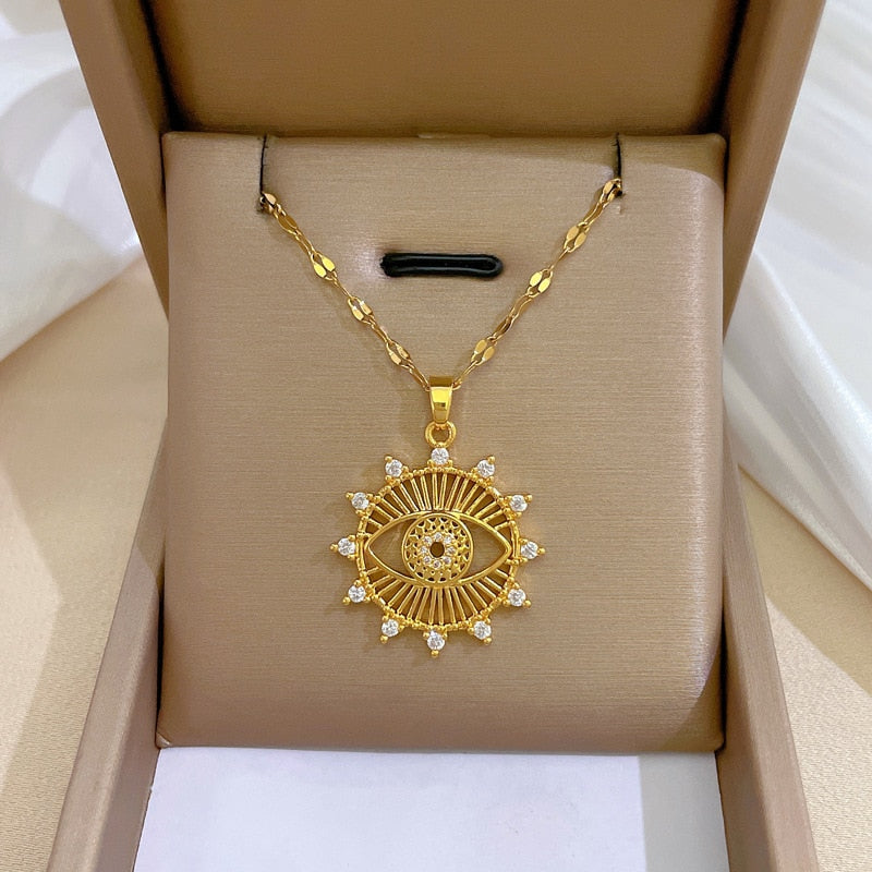 Evil Eye Stainless Steel Pendant Necklace