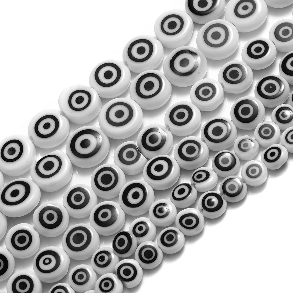 Colorful Evil Eye Flat Back Round Beads