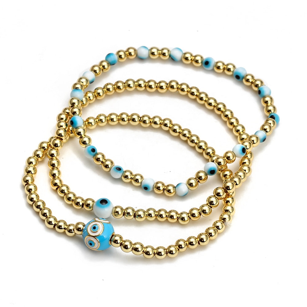 Evil Eye Golden Beaded Bracelet