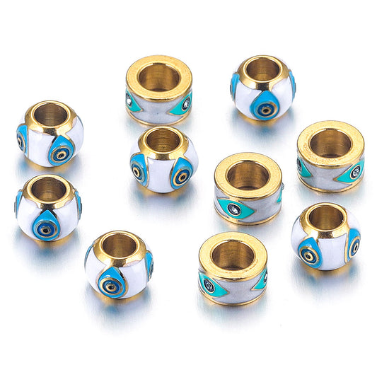 Evil Eye Stainless Steel Round Beads