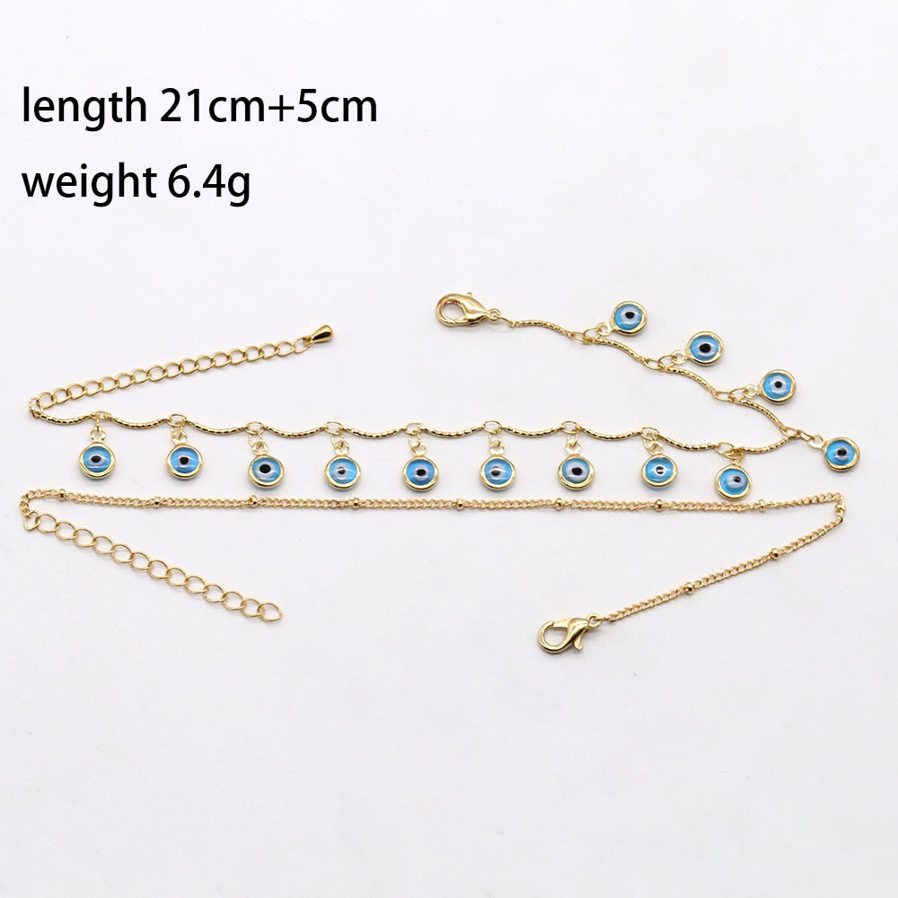 Fringed Blue Evil Eye Anklet