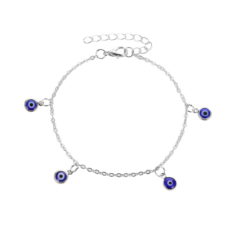 Fringed Blue Evil Eye Anklet
