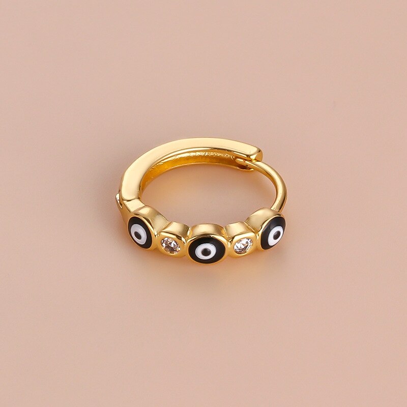 Golden Evil Eye Beaded Hoop Earrings