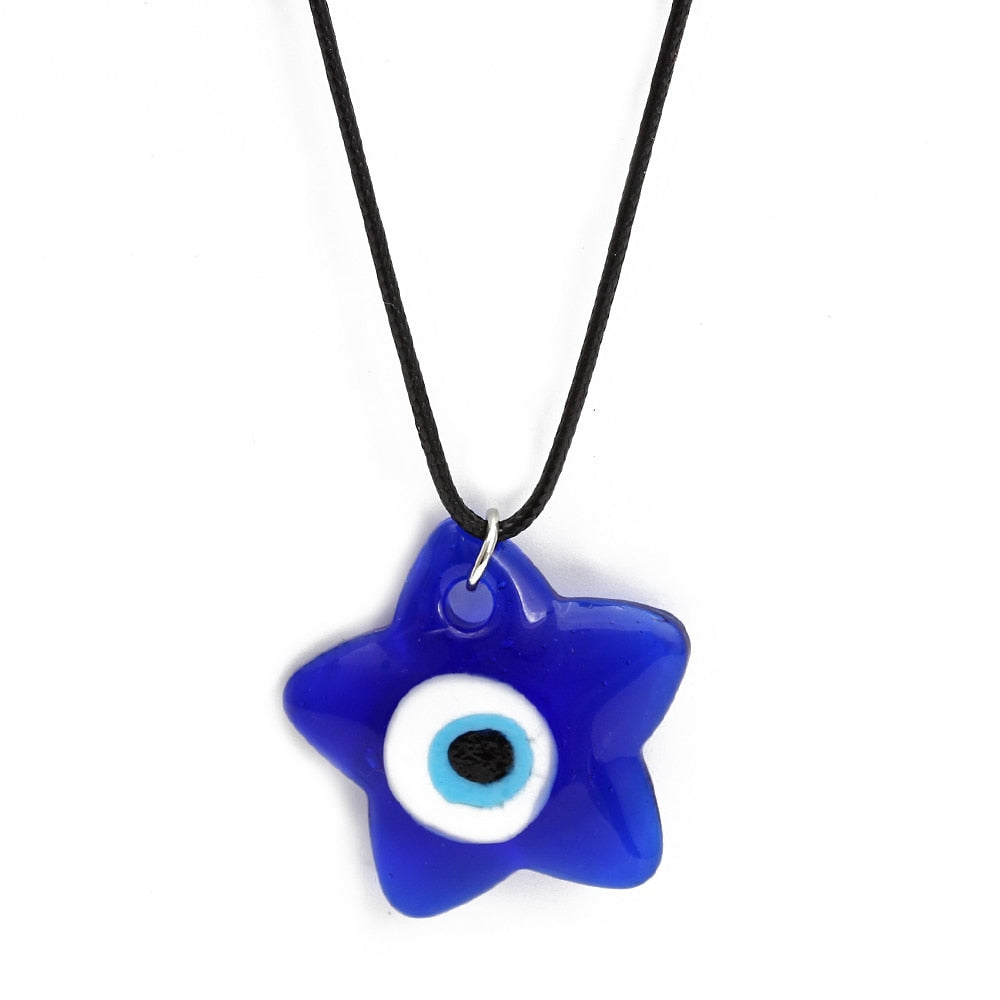 Blue Glass Evil Eye Amulet Necklace
