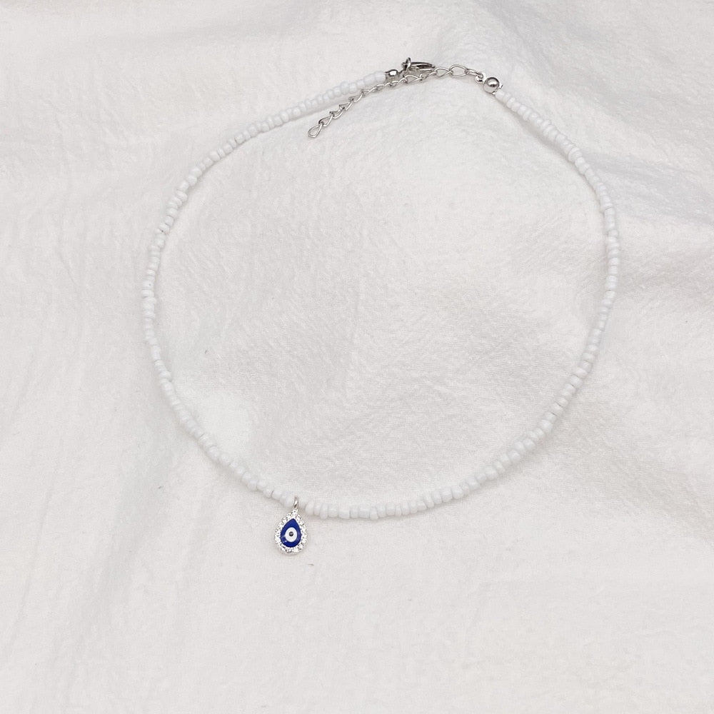 Crystal Blue Evil Eye Pendant Necklace