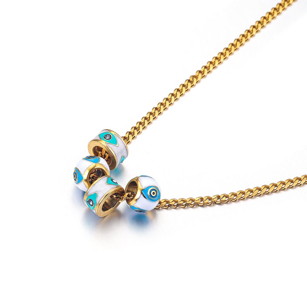 Evil Eye Stainless Steel Round Beads