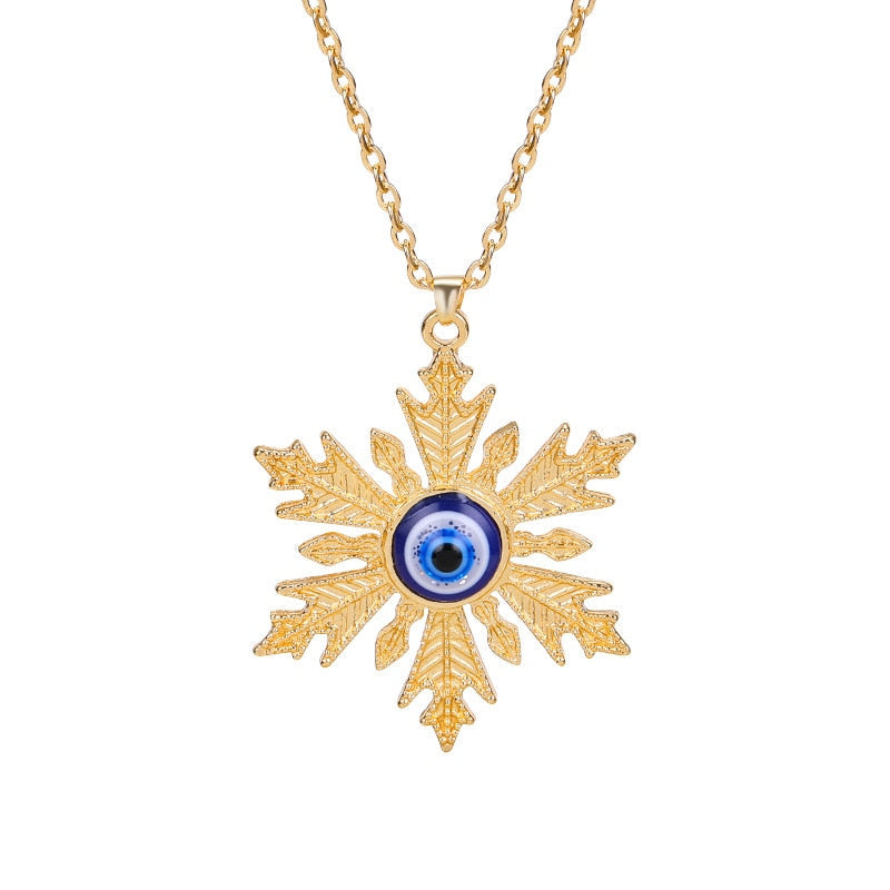 Crystal Blue Evil Eye Pendant Necklace
