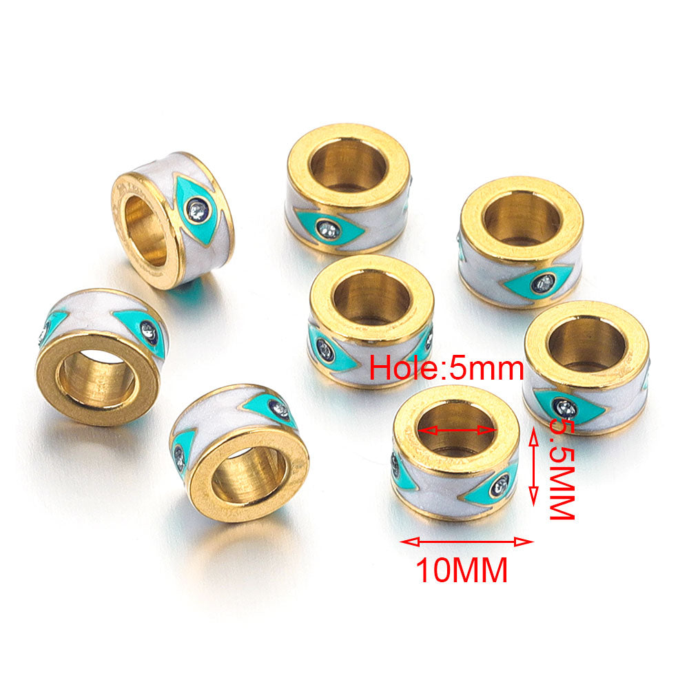 Evil Eye Stainless Steel Round Beads