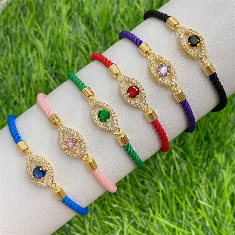 Gold-Plated Evil Eye Charm Bracelet