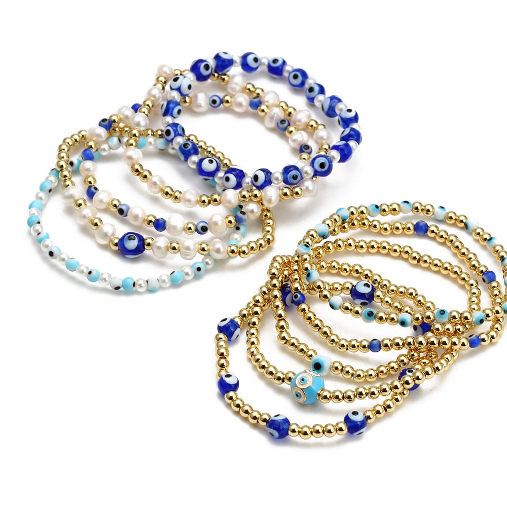Evil Eye Golden Beaded Bracelet