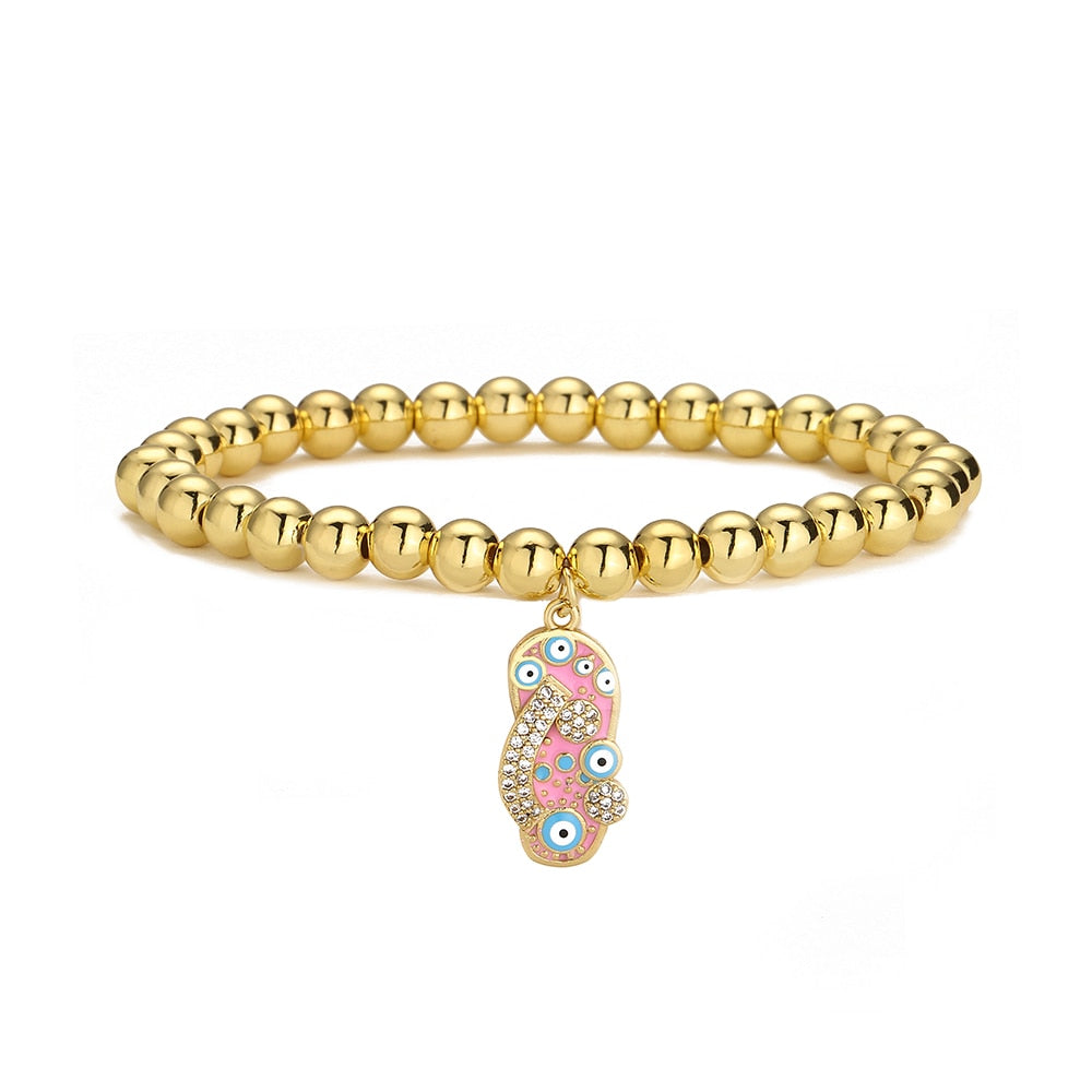 Evil Eye Golden Beaded Bracelet