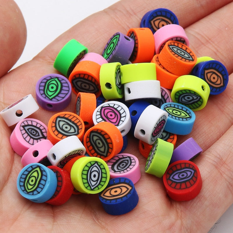 Eye Evil Rounded Clay Spacer Beads