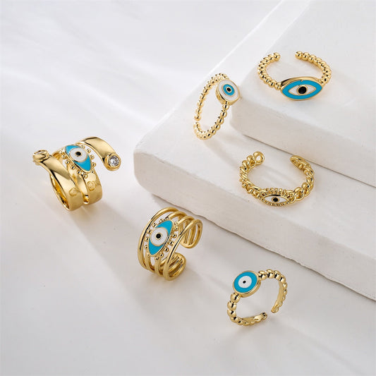 Copper Evil Eye Open Ring  Jewelry