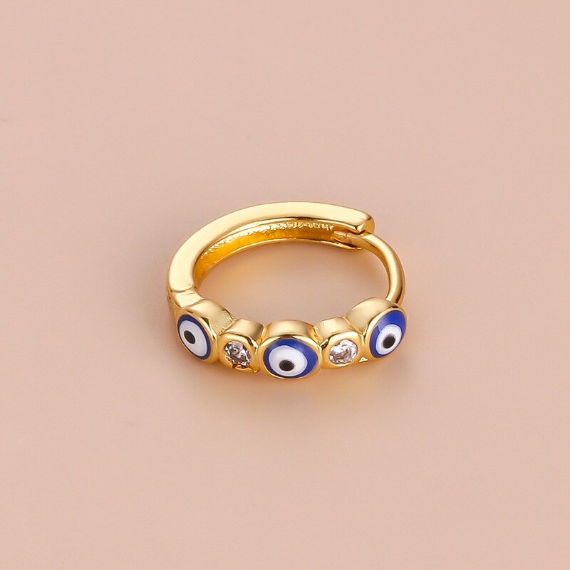 Golden Evil Eye Beaded Hoop Earrings