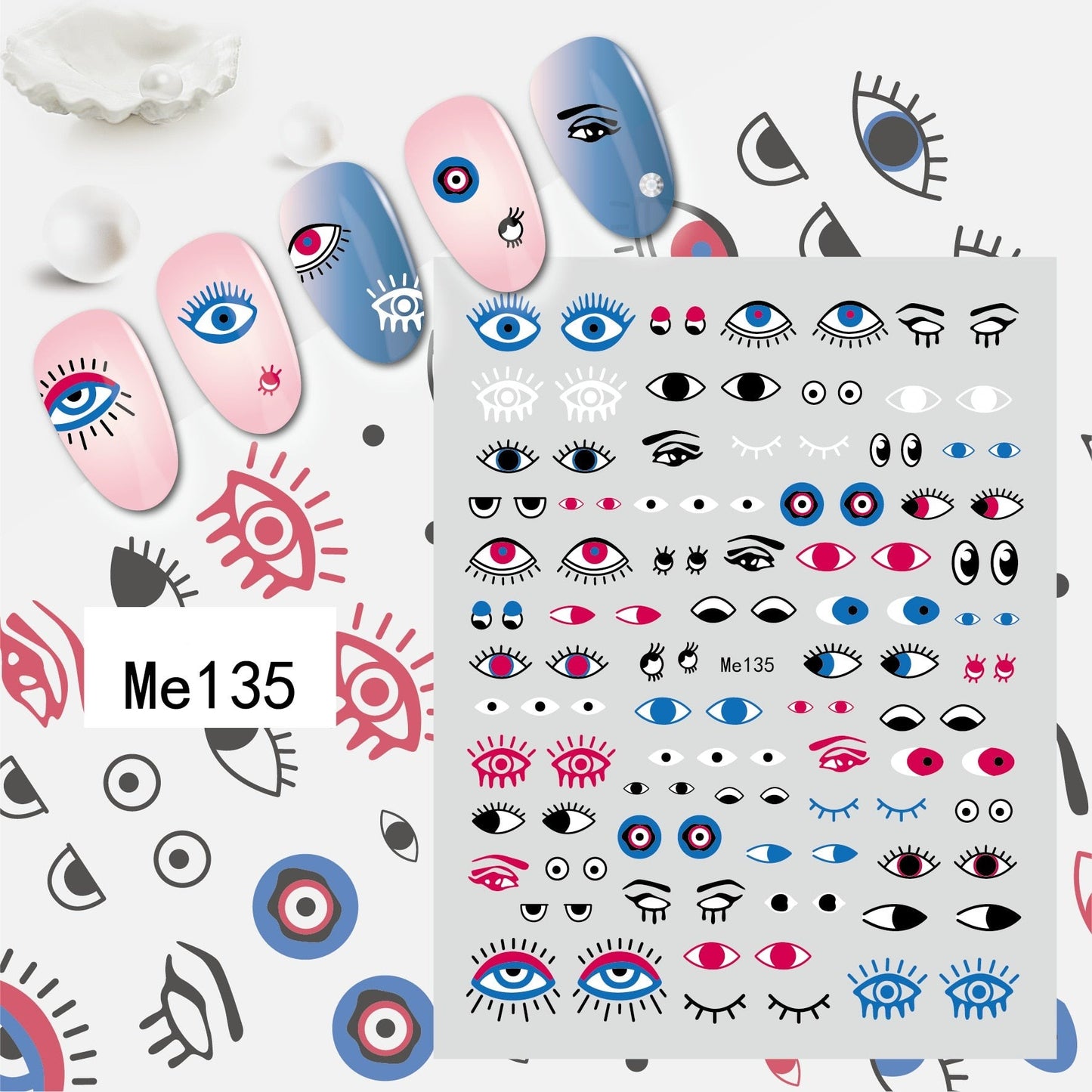 3D Colorful Eye Nail Stickers