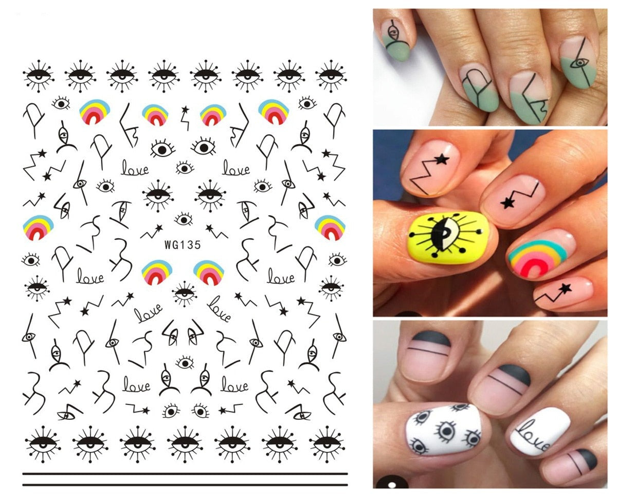 3D Colorful Eye Nail Stickers