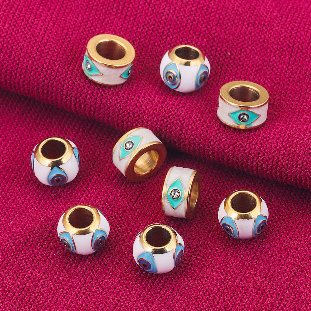 Evil Eye Stainless Steel Round Beads