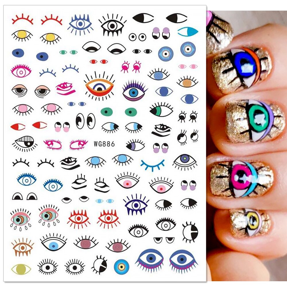 3D Colorful Eye Nail Stickers