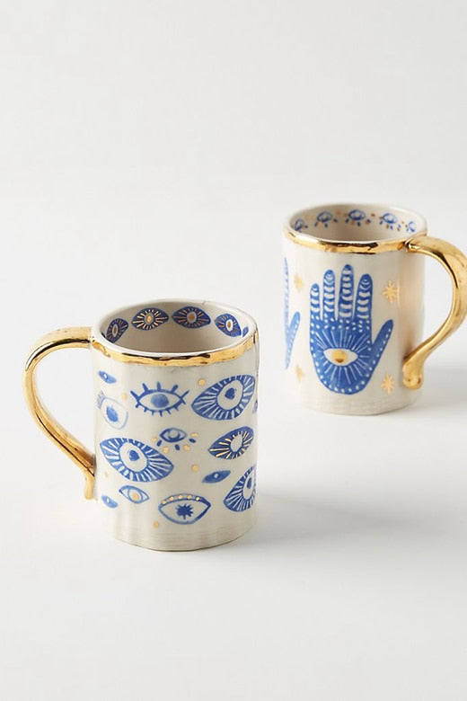 Blue Evil Eye charm Golden Mugs