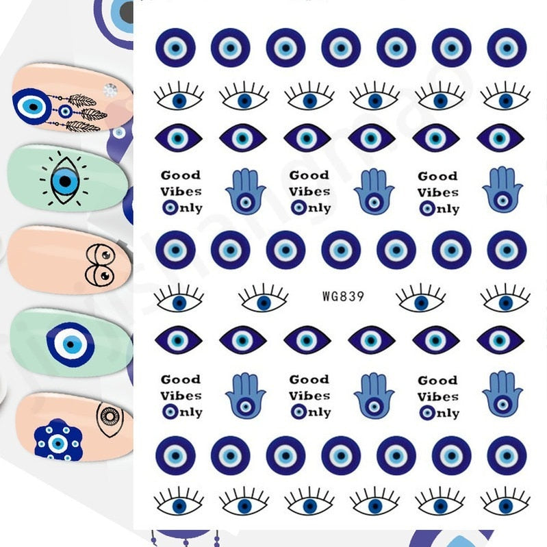 Evil Eye 3D Design Nails Stickers