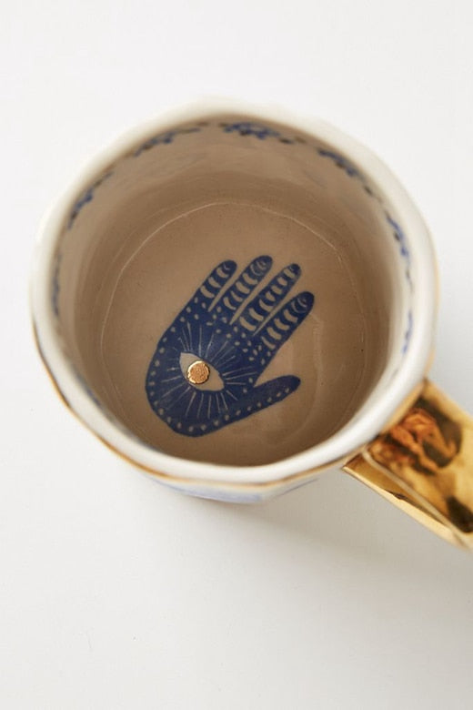 Blue Evil Eye charm Golden Mugs