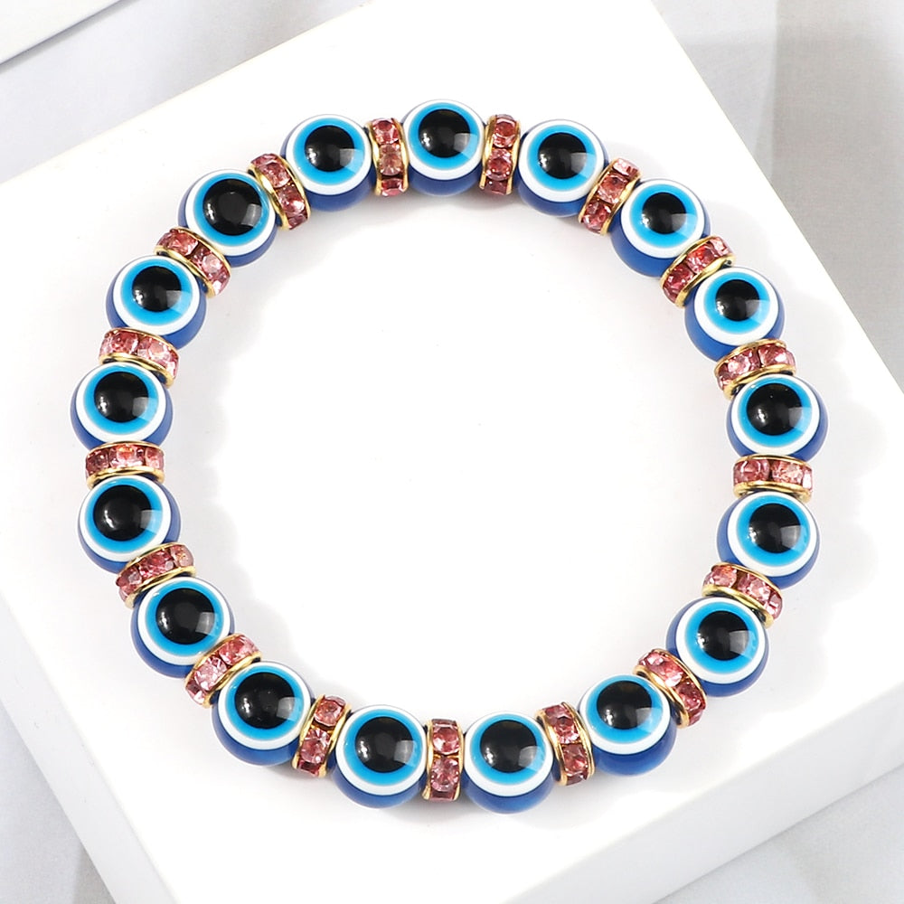 Blue Beaded Evil Eye Bracelet