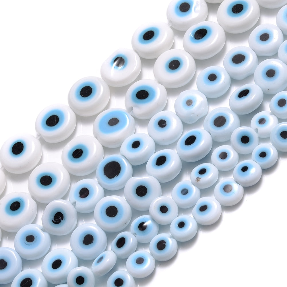 Colorful Evil Eye Flat Back Round Beads