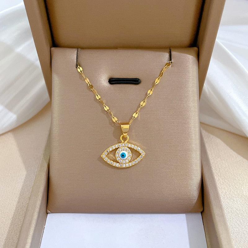 Evil Eye Stainless Steel Pendant Necklace