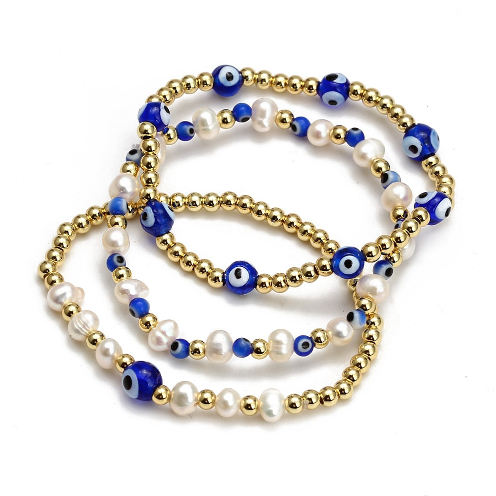 Evil Eye Golden Beaded Bracelet