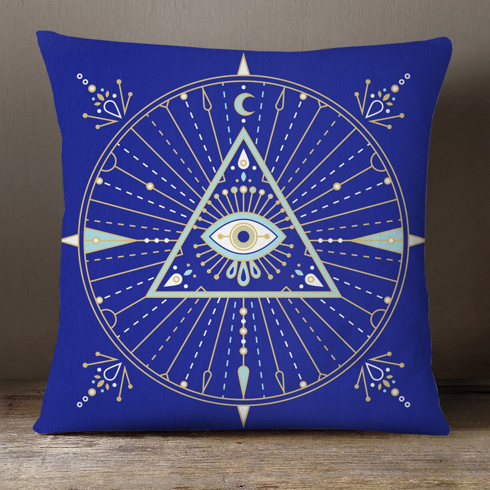 enlighten pyramid evil eye pillow