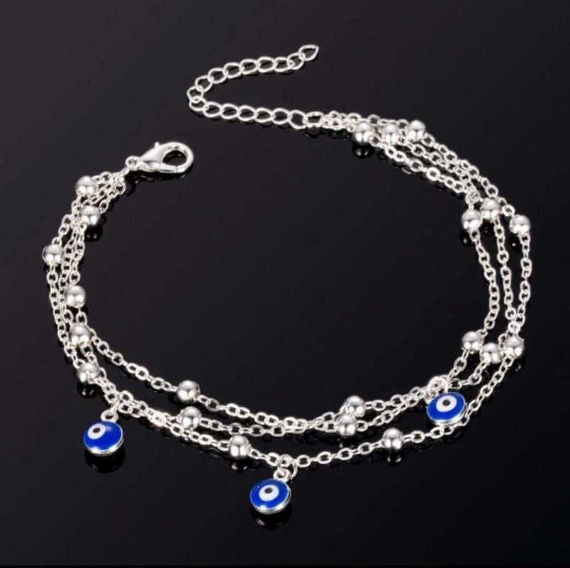 Evil Eye Multiple Layers Charm Anklet