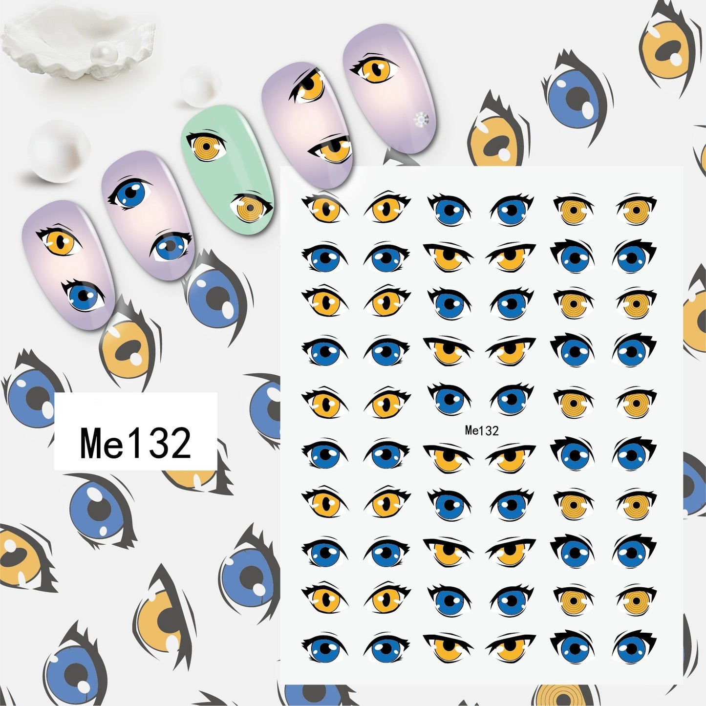 3D Colorful Eye Nail Stickers