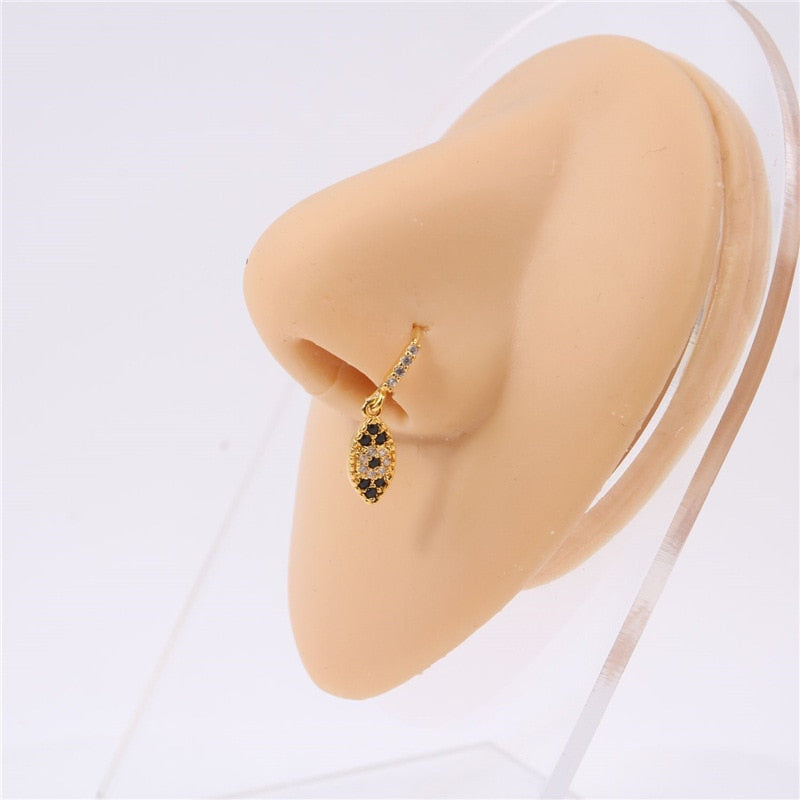 Evil Eye Gold Charm Nose Ring