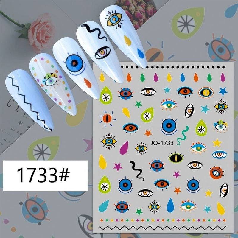 Evil Eye 3D Design Nails Stickers