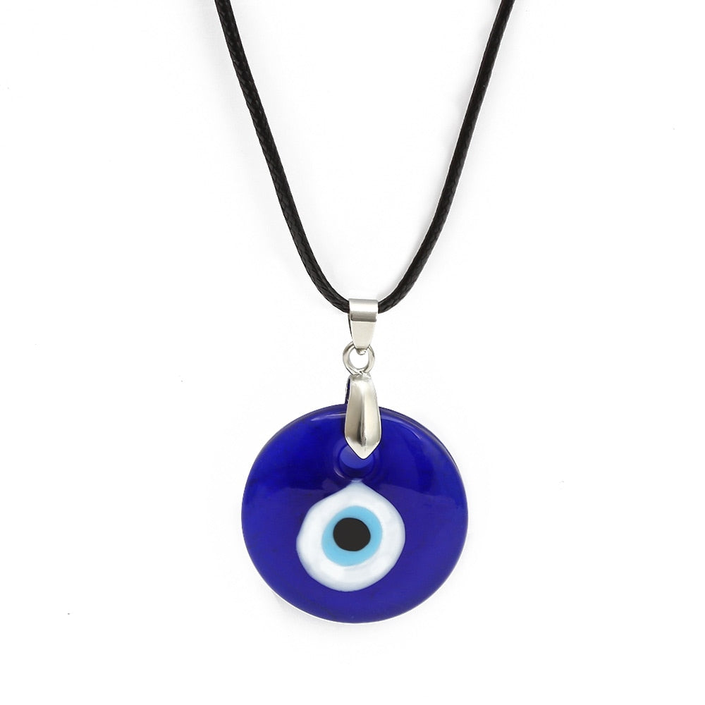 Blue Glass Evil Eye Amulet Necklace