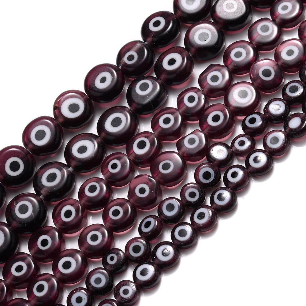 Colorful Evil Eye Flat Back Round Beads