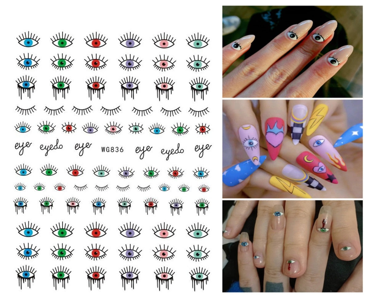 3D Colorful Eye Nail Stickers