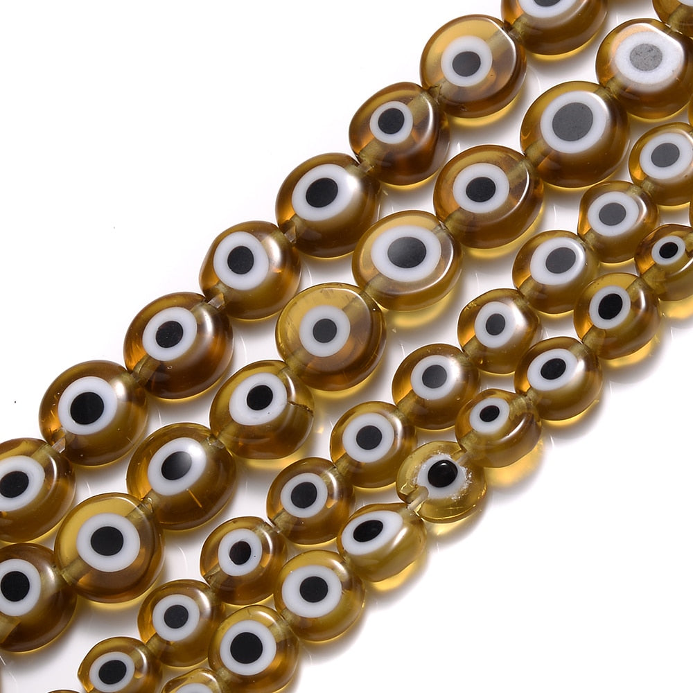 Colorful Evil Eye Flat Back Round Beads