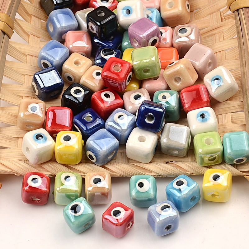 Colorful Evil Eye Cubic Beads