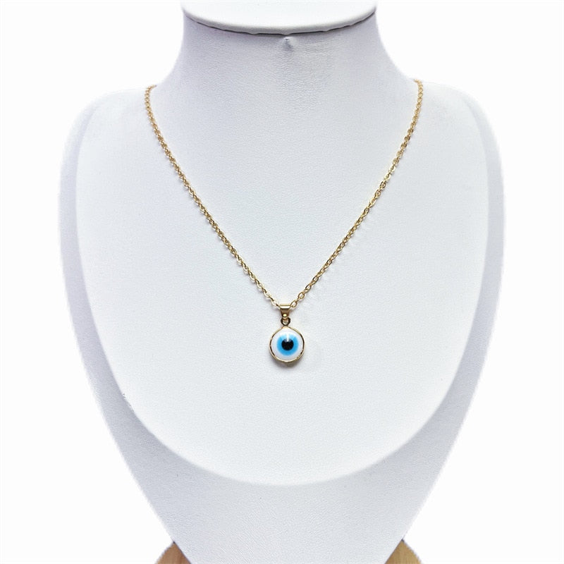 Crystal Blue Evil Eye Pendant Necklace