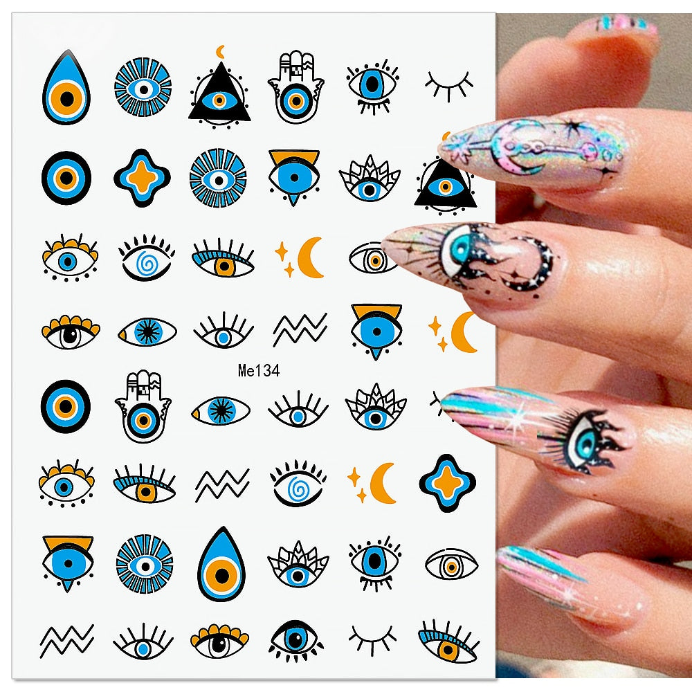 3D Colorful Eye Nail Stickers