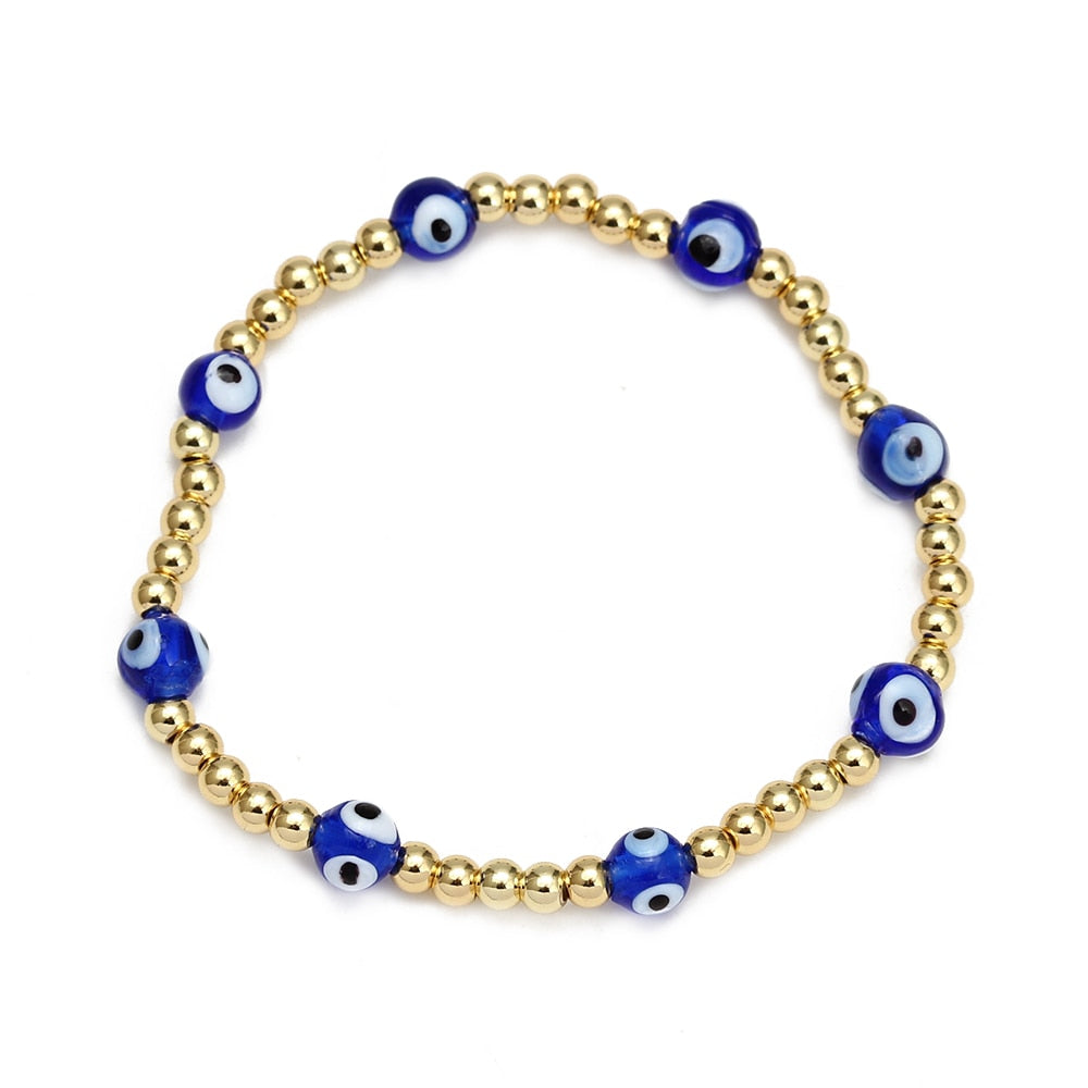 Evil Eye Golden Beaded Bracelet