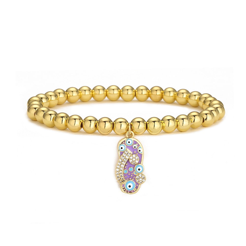 Evil Eye Golden Beaded Bracelet