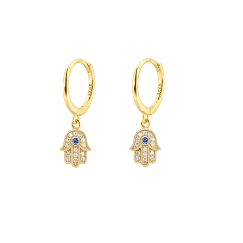 Evil Eye Hamsa Hand Hoop Earrings