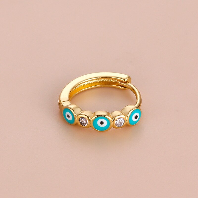 Golden Evil Eye Beaded Hoop Earrings