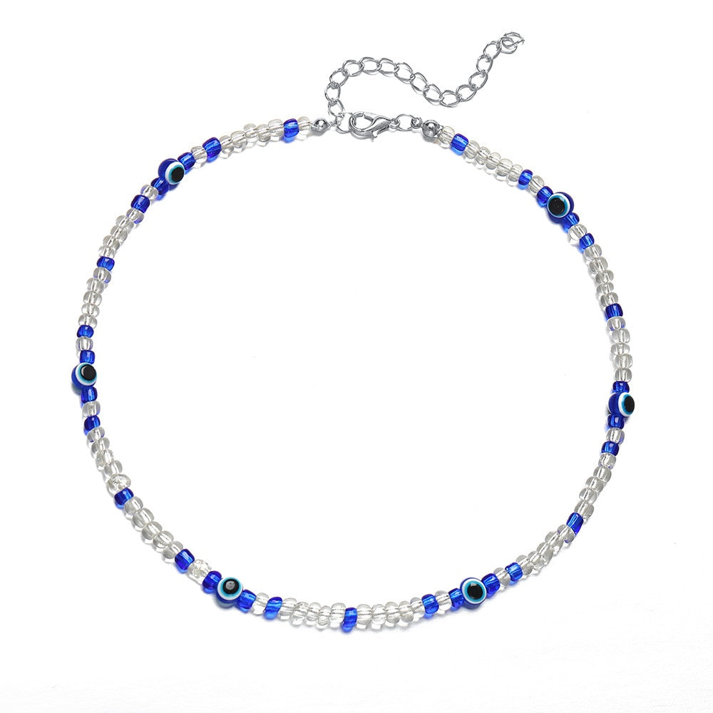 Evil Eye Beads Choker Necklace