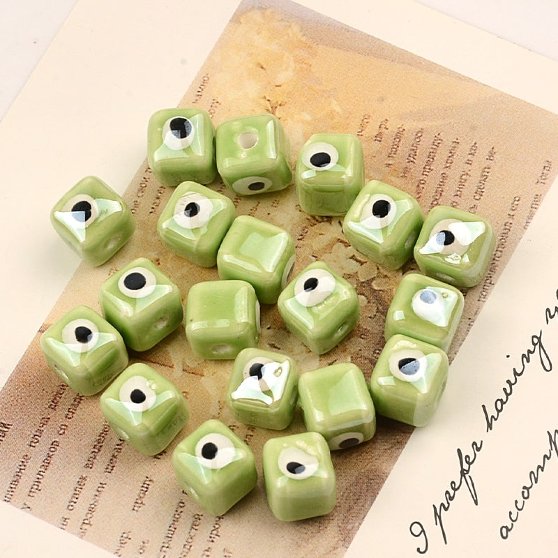 Colorful Evil Eye Cubic Beads