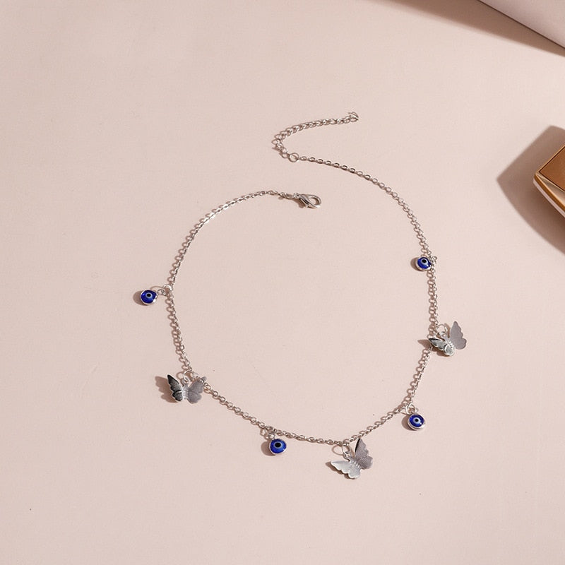 Crystal Blue Evil Eye Pendant Necklace
