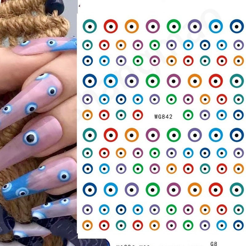 Evil Eye 3D Design Nails Stickers